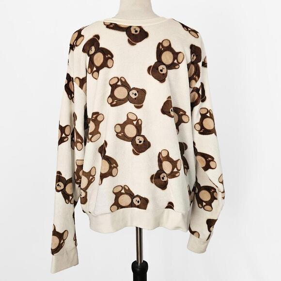 Women's Soft Pull Over Sweatshirt with Teddy Bear Print Large Cold Crush - Picture 3 of 6